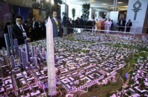 A model of a planned new capital for Egypt is displayed at the Egypt Economic Development Conference in Sharm el-Sheikh